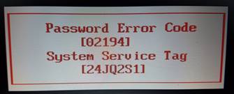 password error code dell hdd
